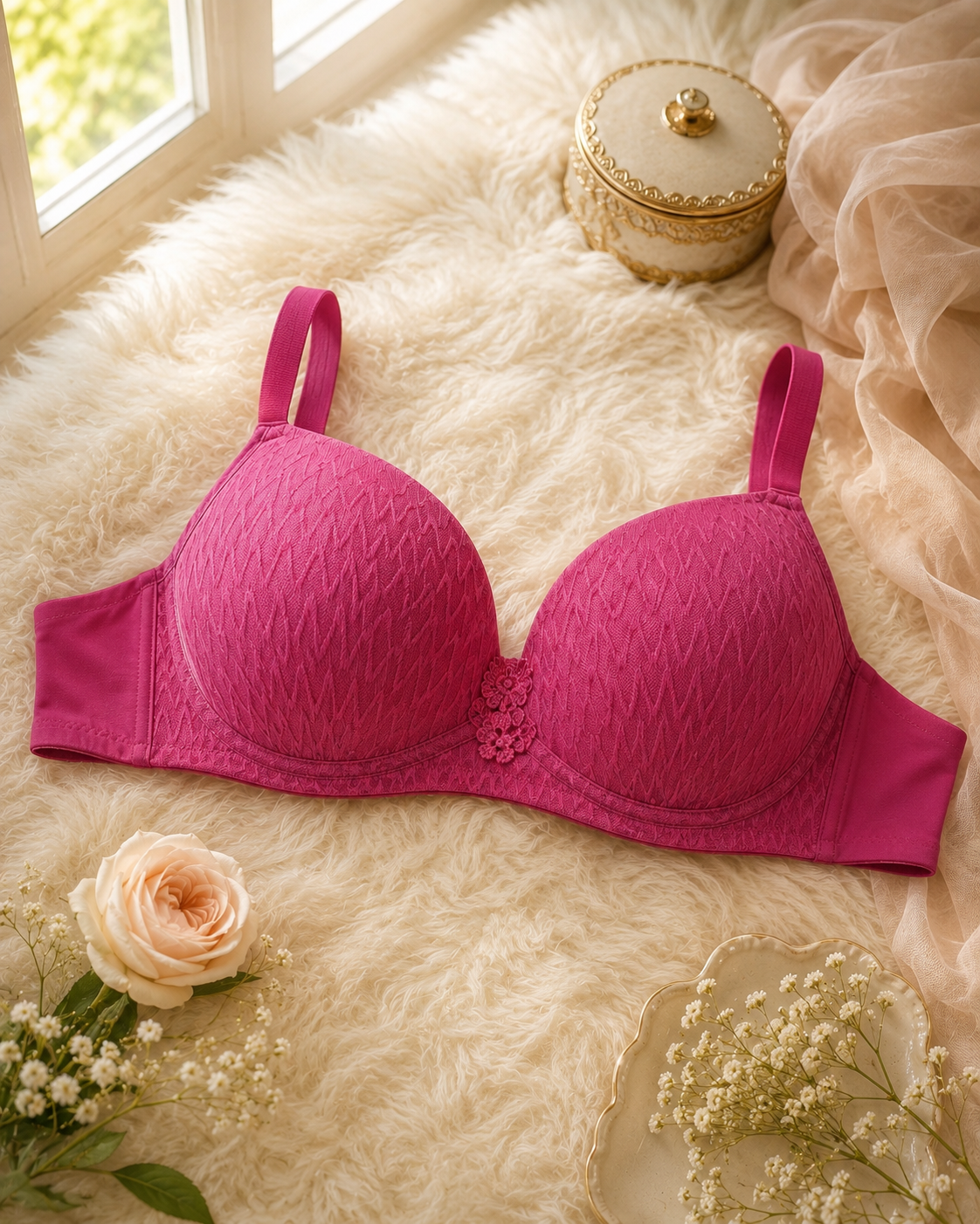 Textured Padded Support Bra